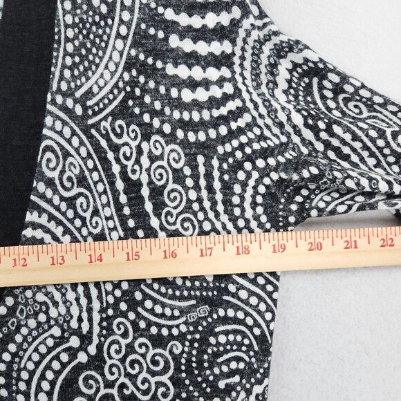 Chicos Sweater Women 0 Black White 4 3/4 Sleeve Cardigan Lightweight Linen Blend - Picture 4 of 11
